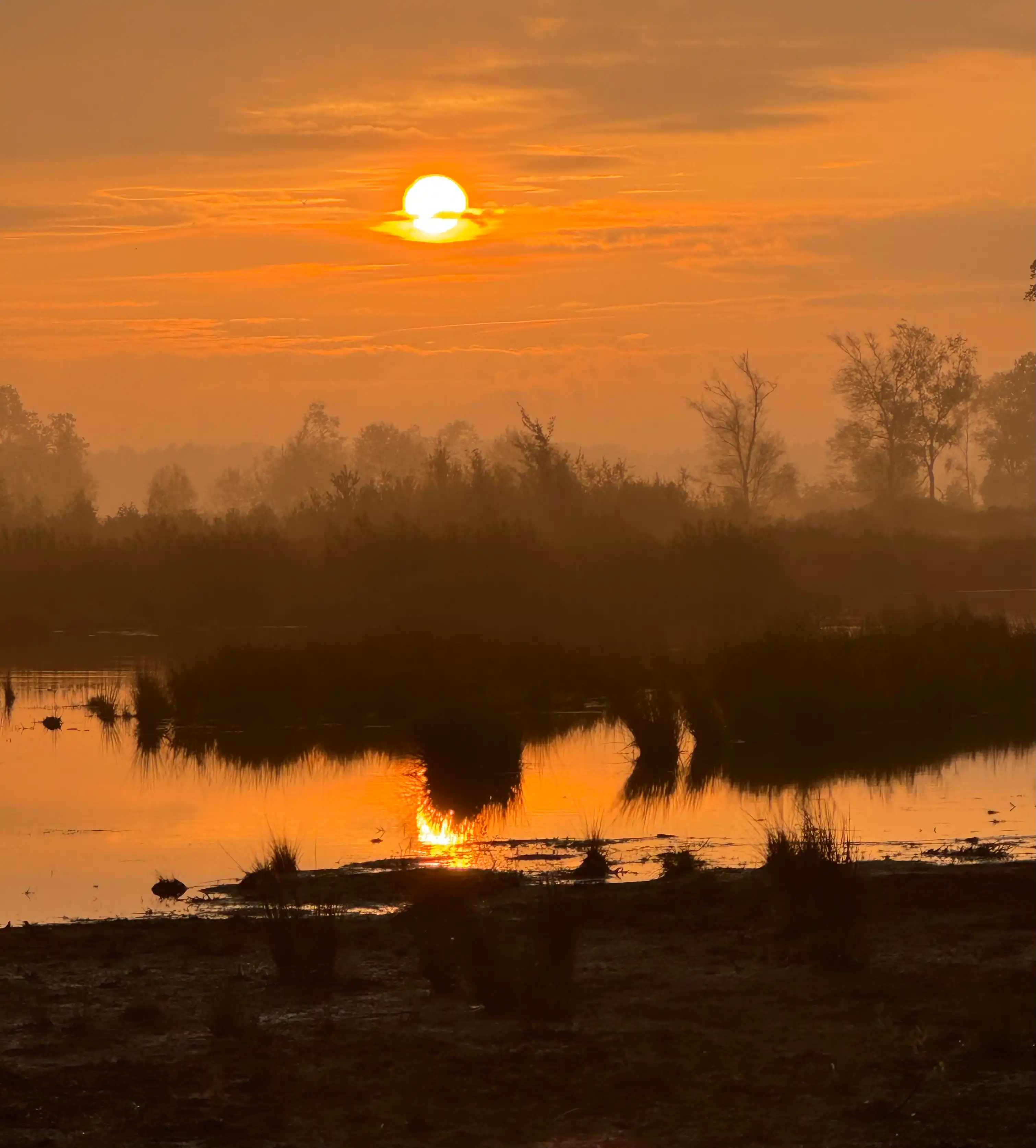 Zonsondergang bij water in Dwingeloo, Drenthe
