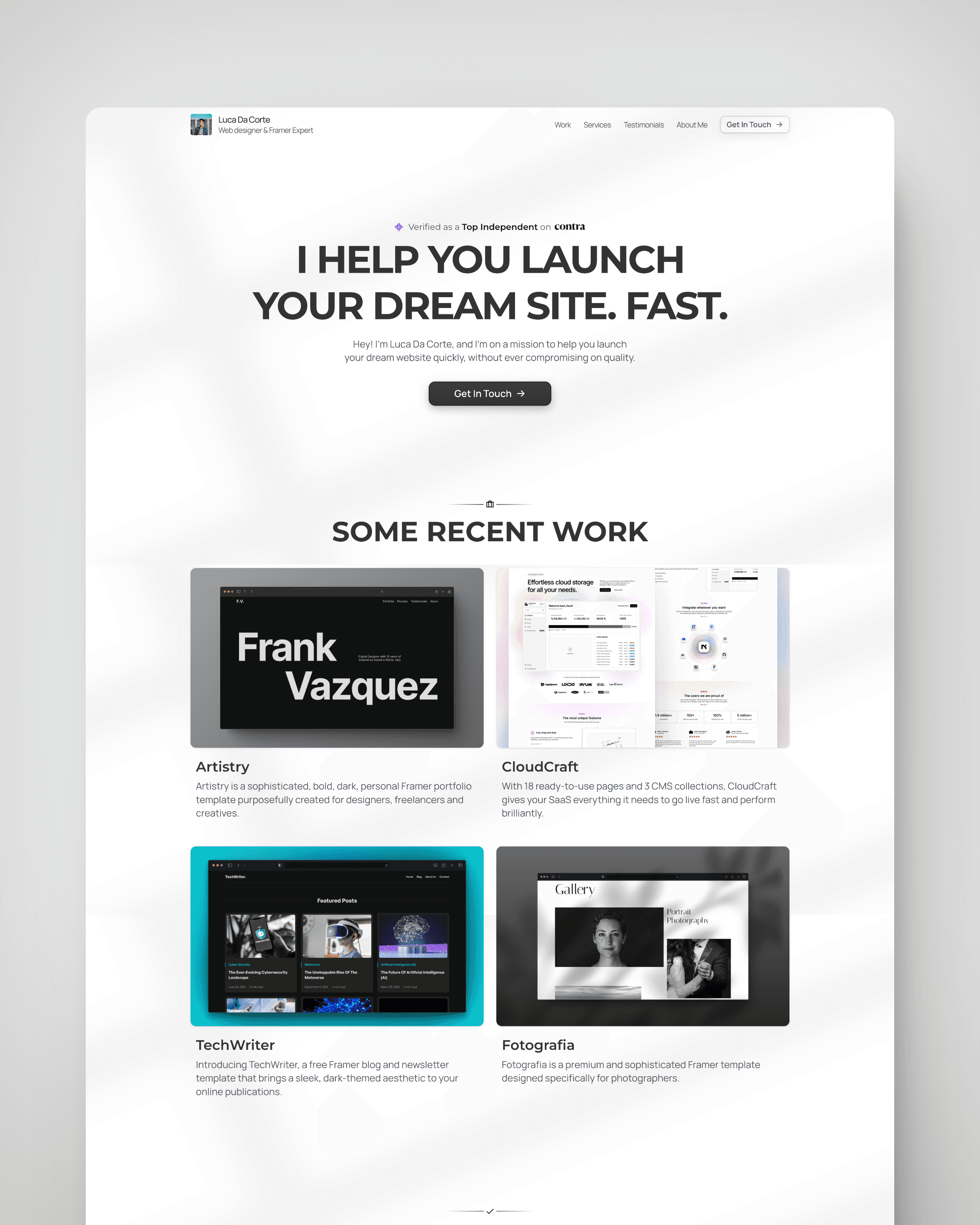 Meraki · Free Framer portfolio template