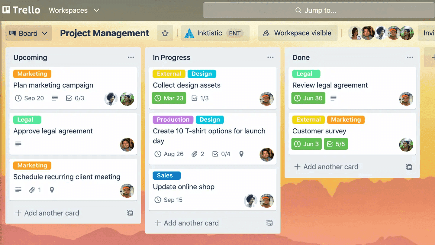 An image of Trello’s interface