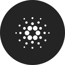Cardano (ADA) cryptocurrency logo. White dots arranged in a circle on a black background.
