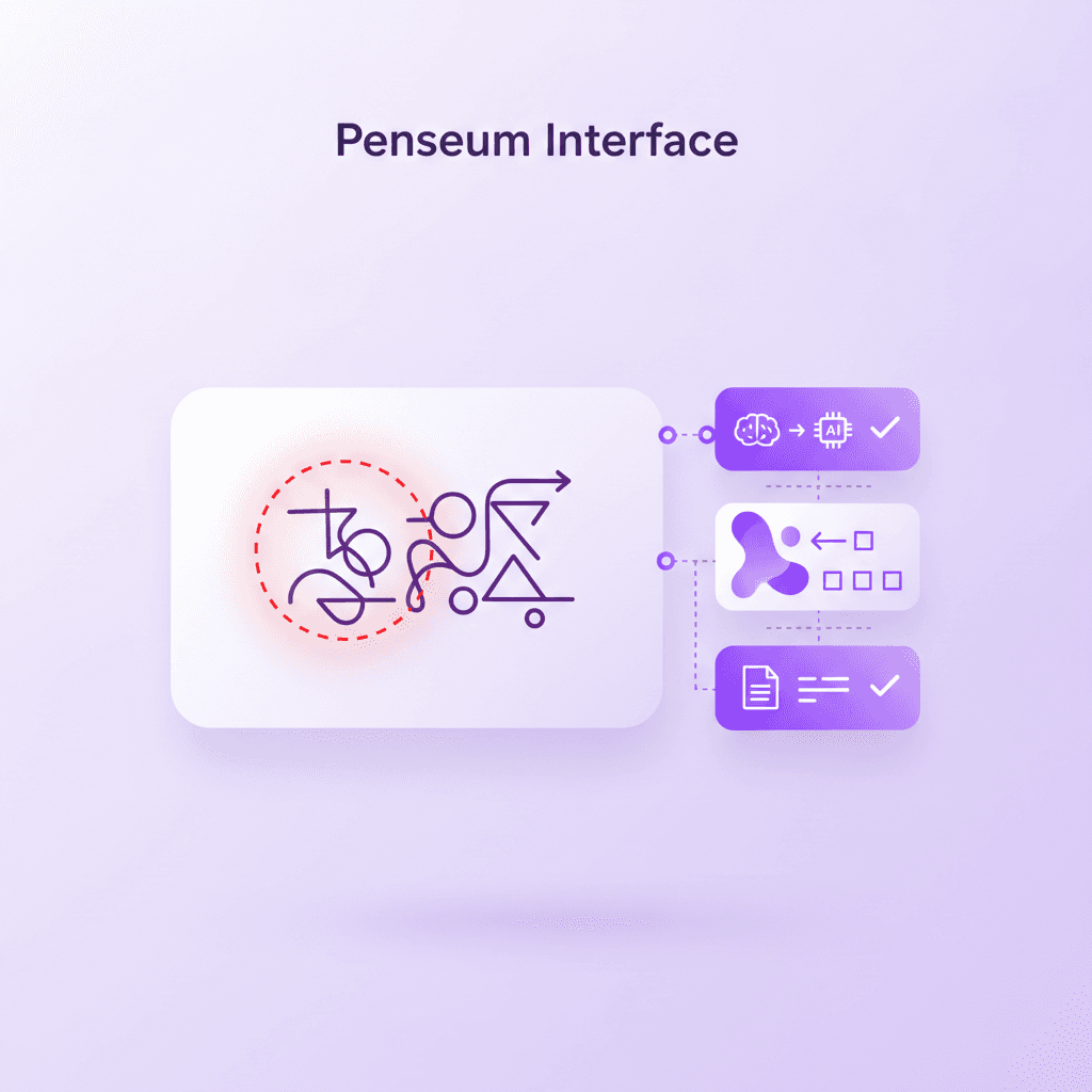 Penseum AI tutor visually correcting a math problem on a digital canvas