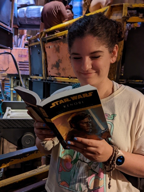 The author reading a Star Wars book.