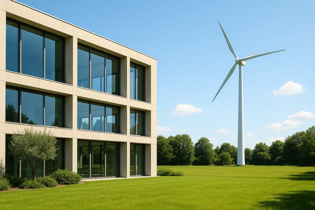 Modernes Unternehmen mti Windrad