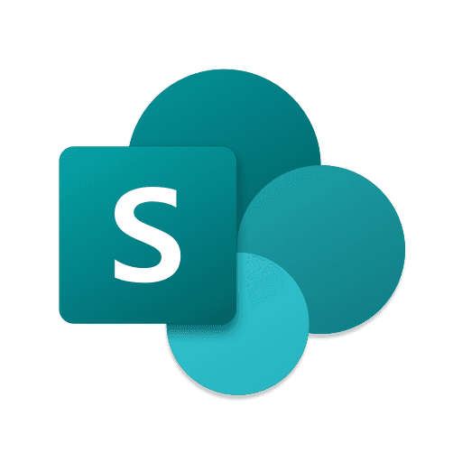 Logo of SharePoint featuring overlapping teal circles and the letter "S".
