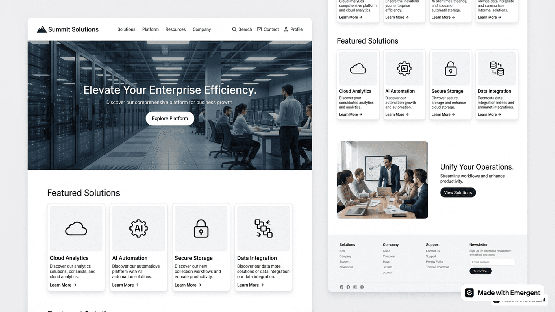 b2b website made with emergent