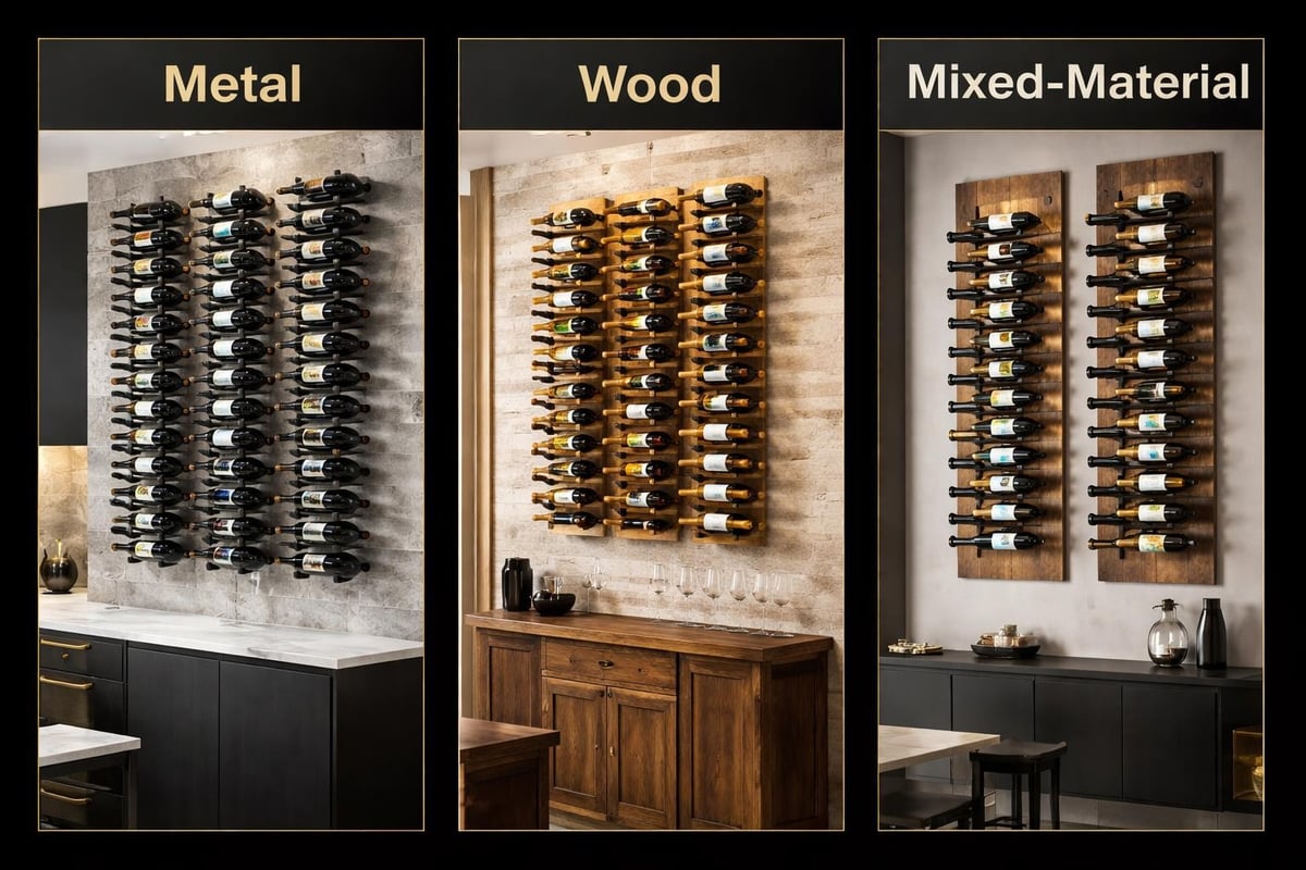 Material comparison for wine wall racks