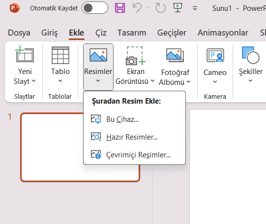 PowerPoint Resim Ekleme