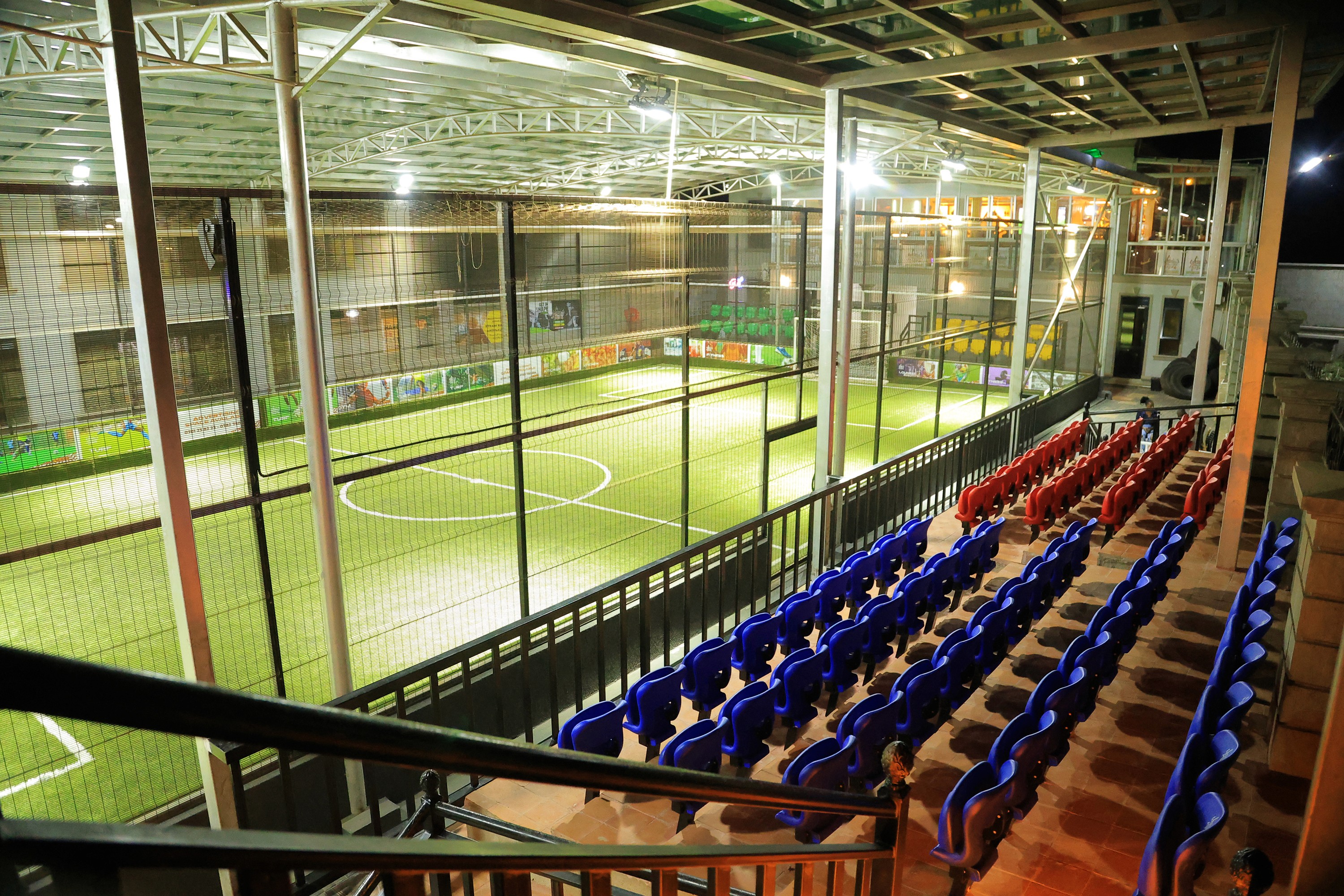 Indoor Merrimor Arena football pitch and spectator seating