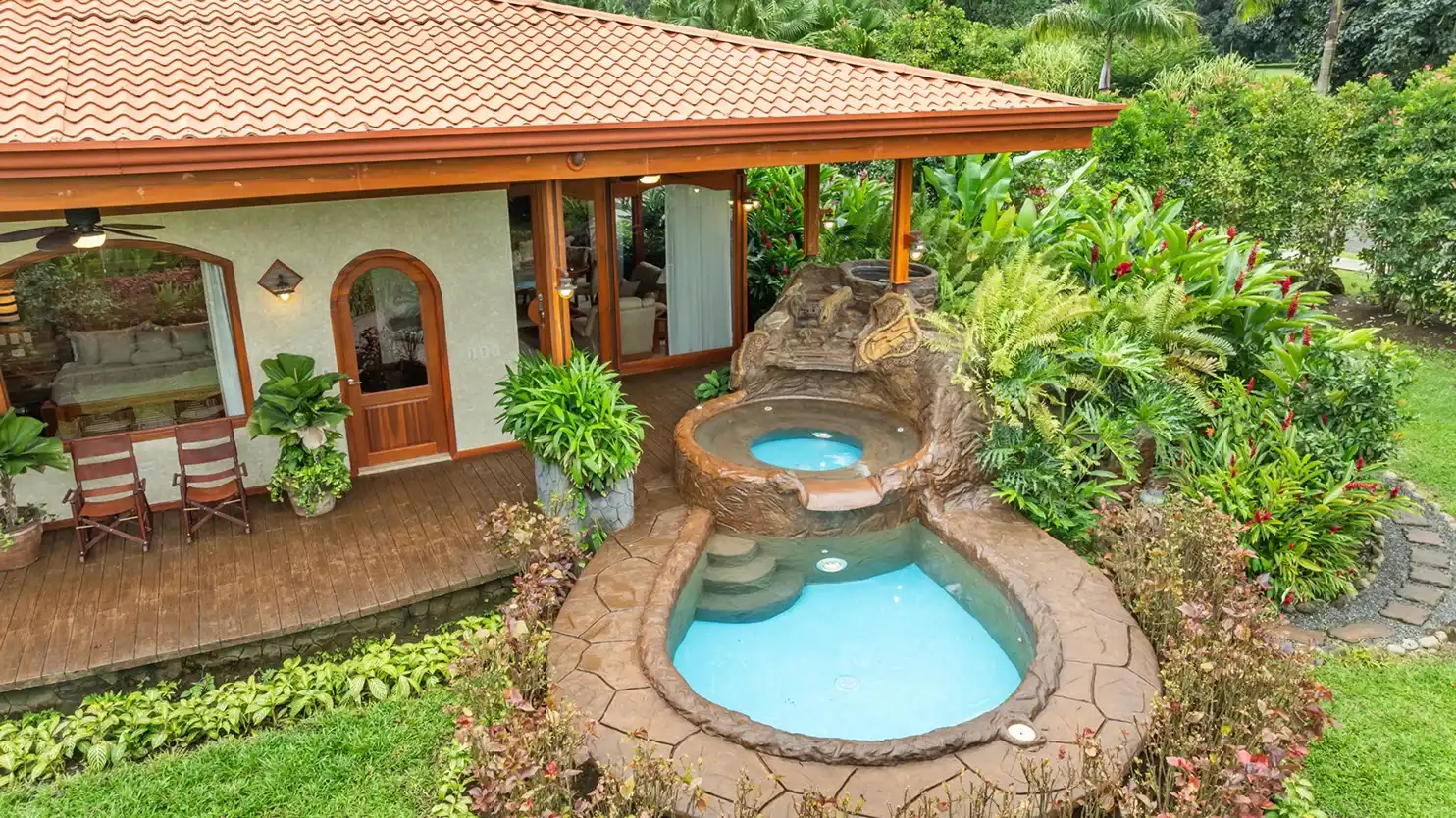 Villa Torres at sunset in Arenal Hills