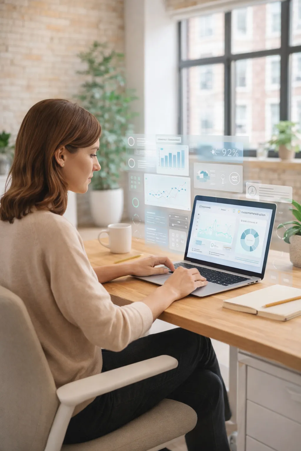Collaboratrice analysant des données à l’aide de solutions d’intelligence artificielle pour accélérer la prise de décision et améliorer l’efficacité opérationnelle.