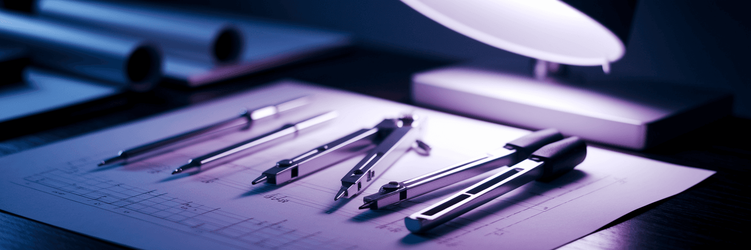 Architectural tools for planning on desk.