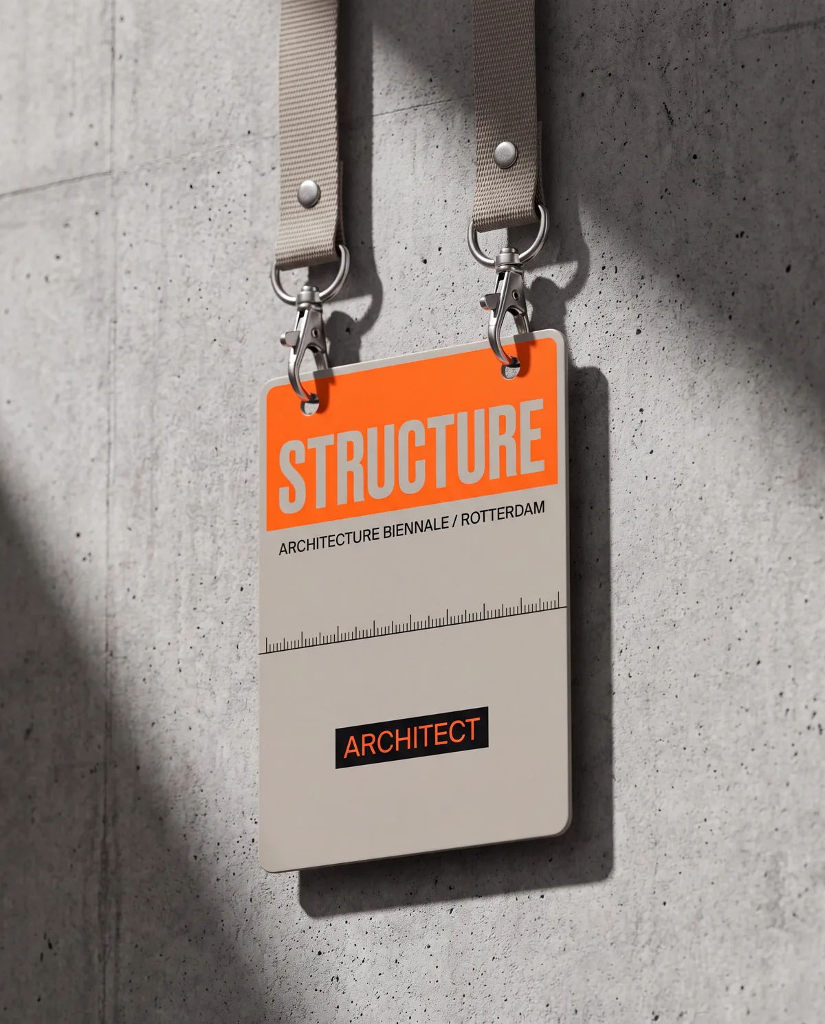 Architecture biennale badge with double lanyard and printed role