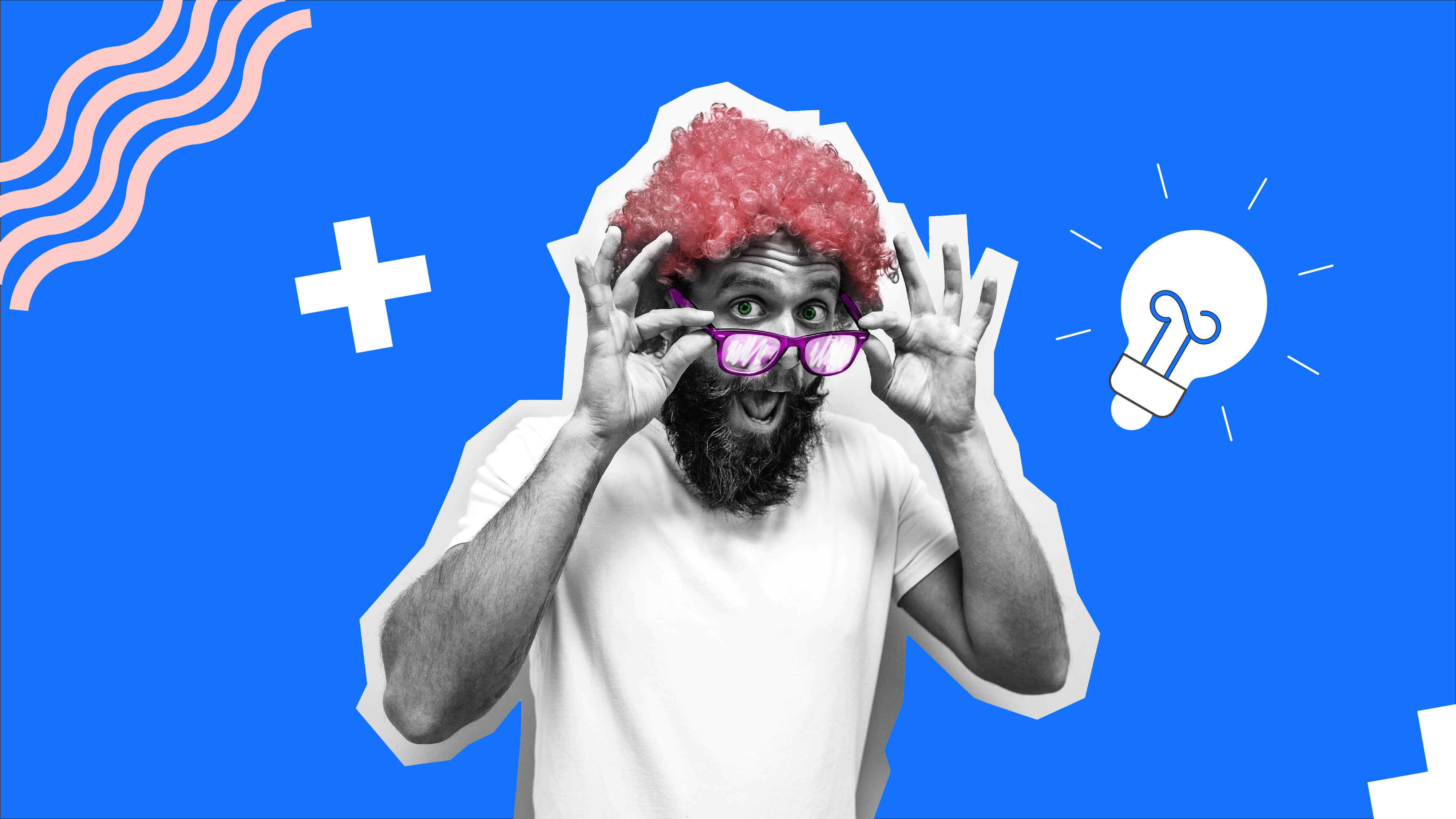 Enthusiast men showing his purple glasses.