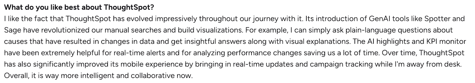 Thoughtspot review about its AI-powered tools