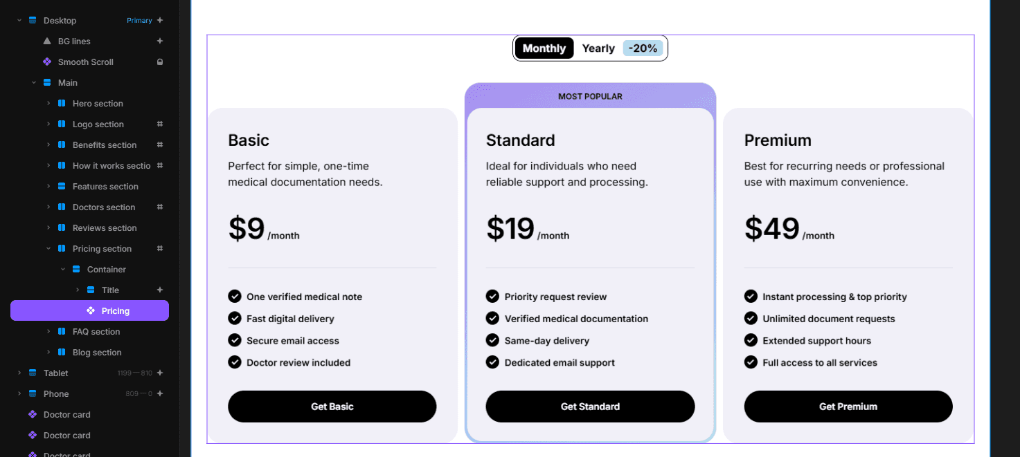 Opening the Starmedica Pricing component