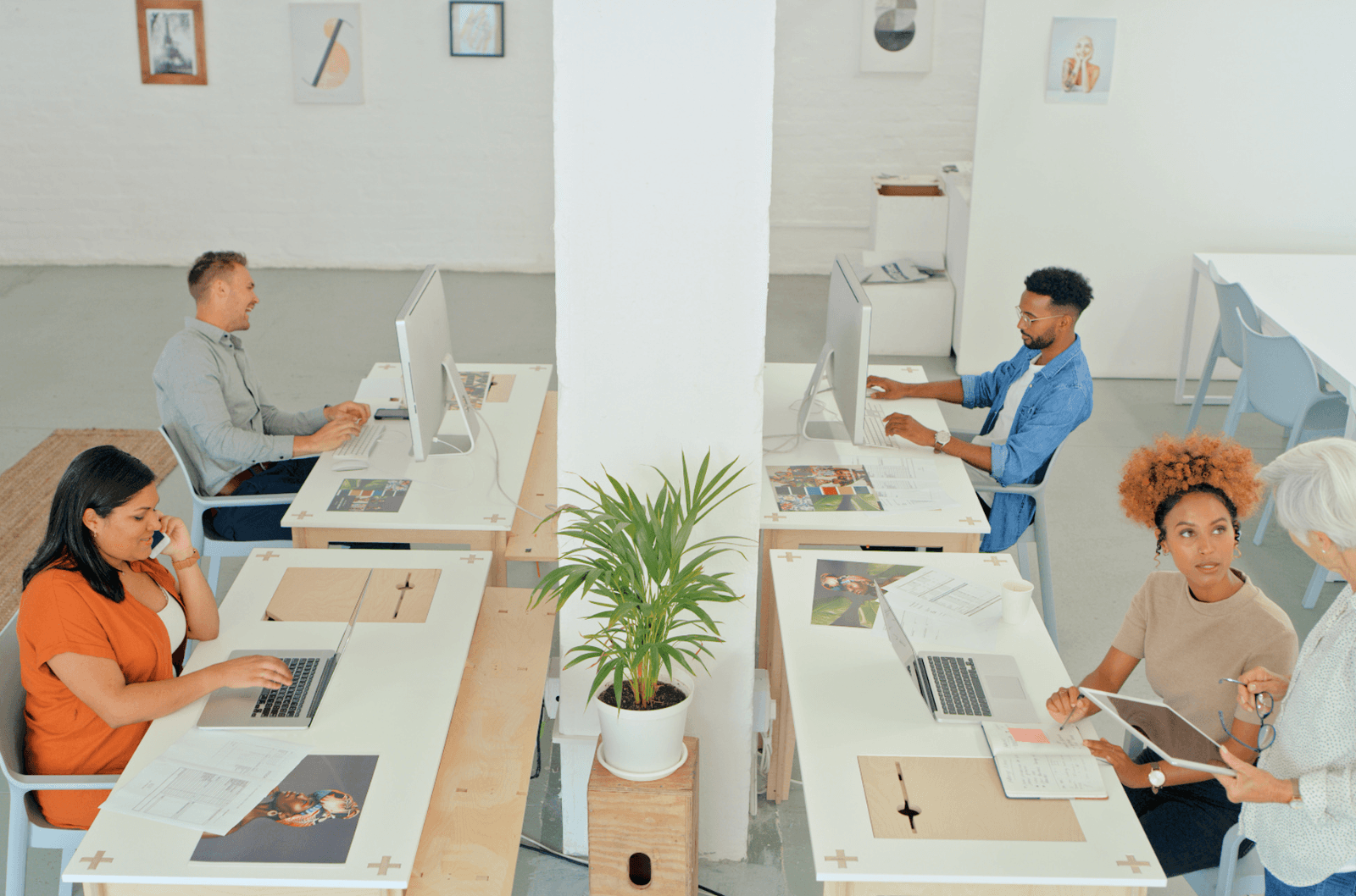 small team working in office