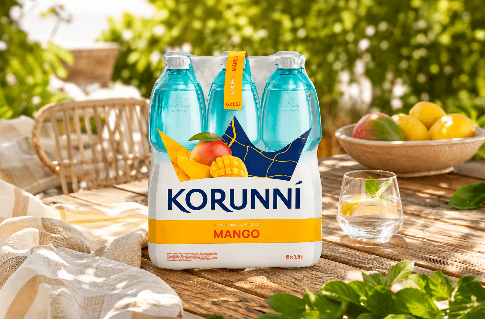 Korunní mineral water rebrand across bottles and brand communication