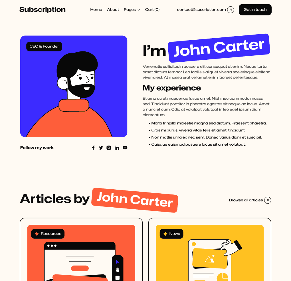 Subscription X - Team Member Page - Design Subscription Agency Framer Template