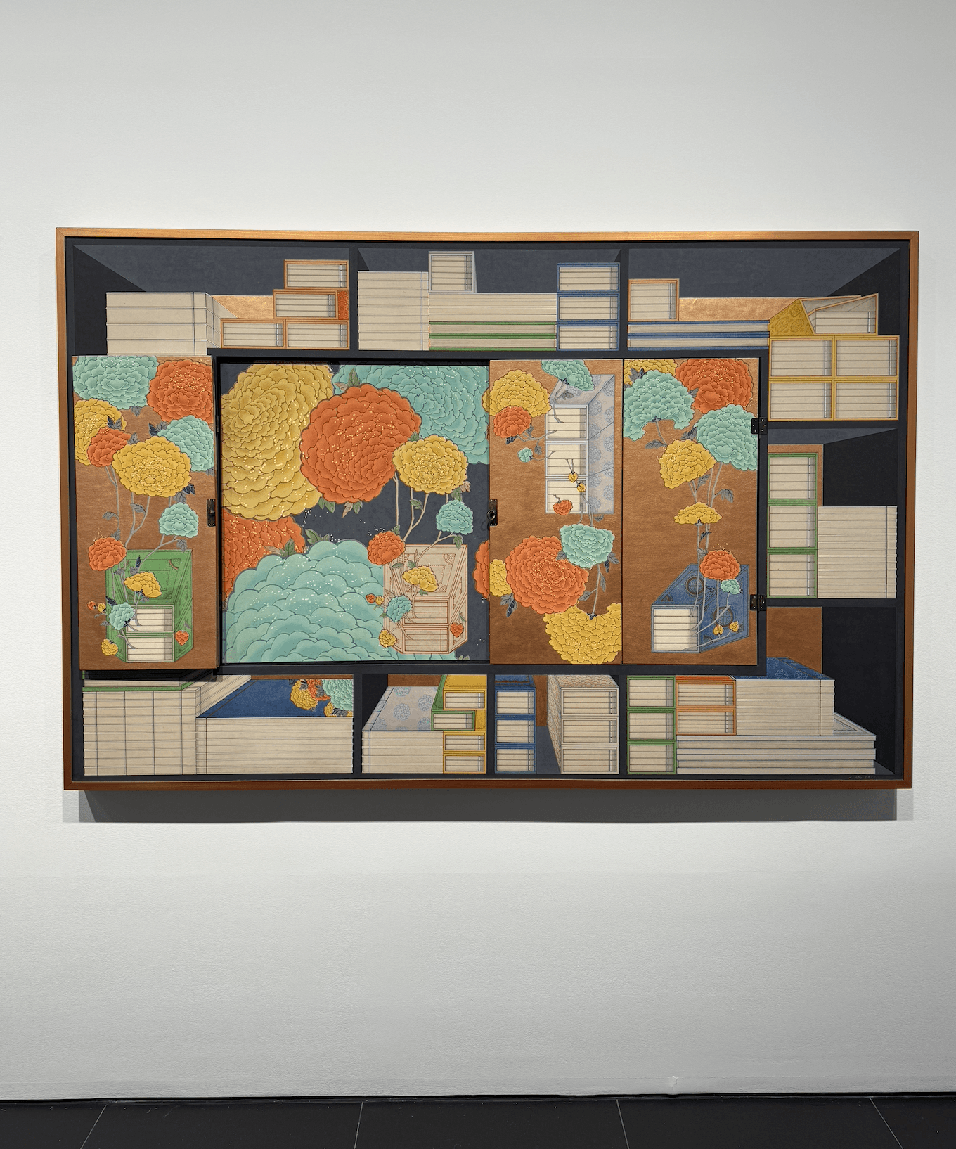 Isamu Noguchi granite sculpture with geometric incision and wooden base, The Noguchi Museum, Astoria New York