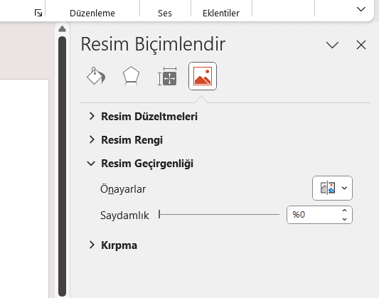 PowerPoint'te Resmi Saydamlaştırma