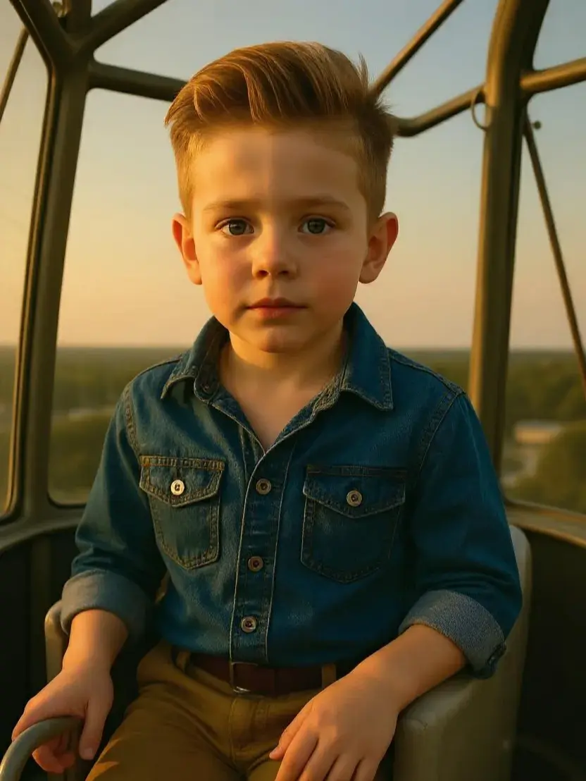 AI face generator creates a cute little boy portrait facing camera