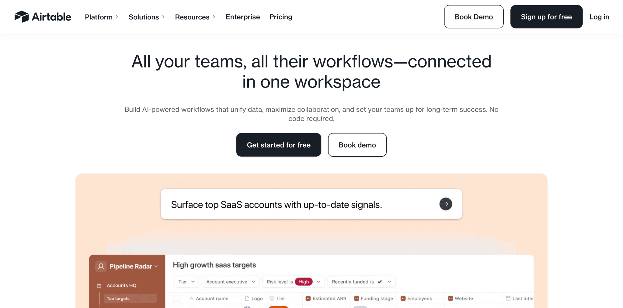 Best SaaS Landing Page Examples: Airtable