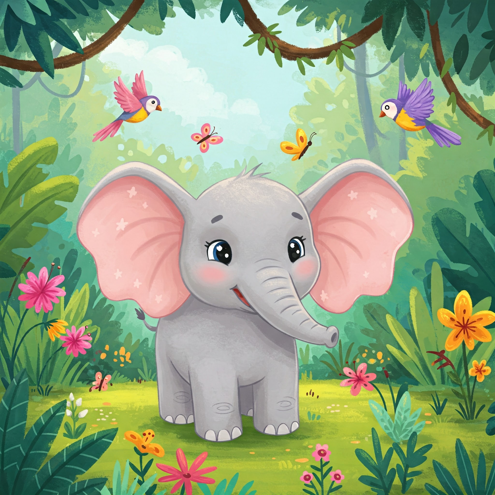 Ellie and her mom looking at the morning sun in the jungle.