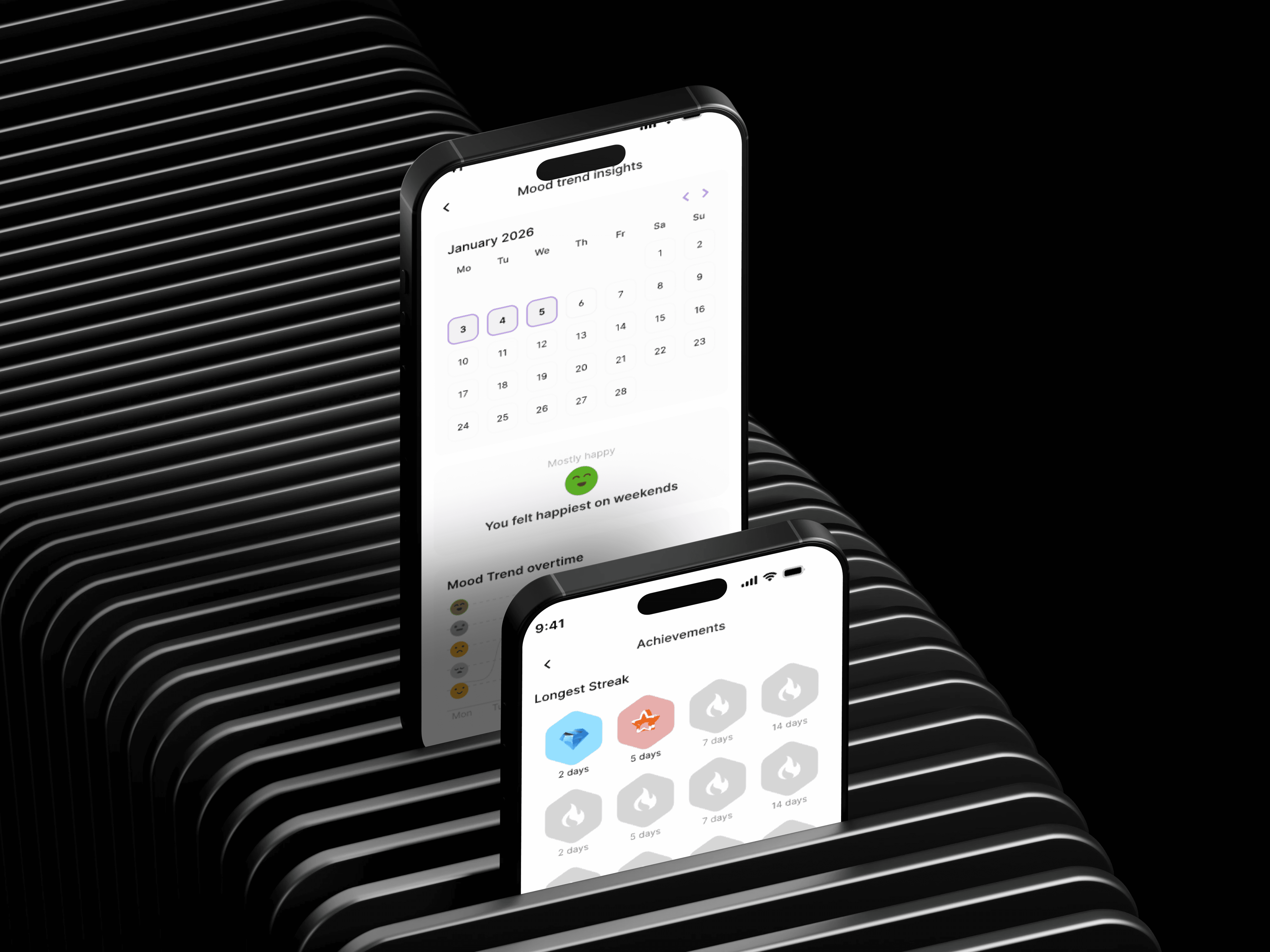 a black cellphone with a white letter on it