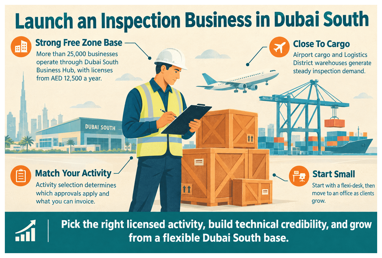 Infographic: Setting Up a Quality Control and Inspection Business in Dubai South: License, Cost and Steps