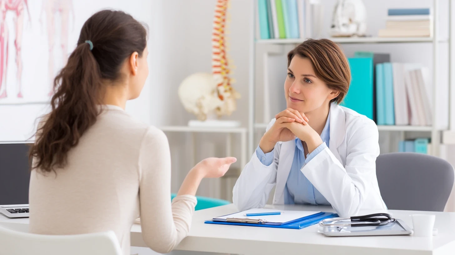 female doctor conducting a consultation with a female patient 