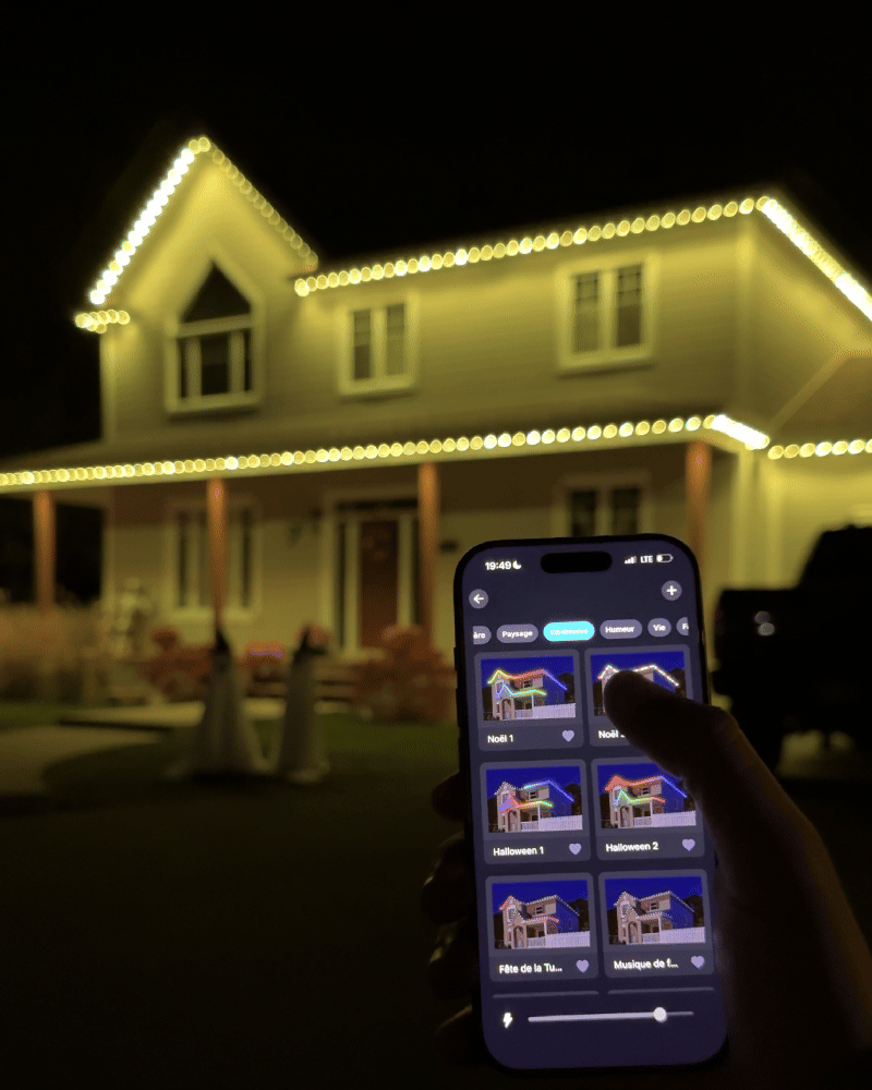 Application mobile ajustant la couleur des lumières LED permanentes.