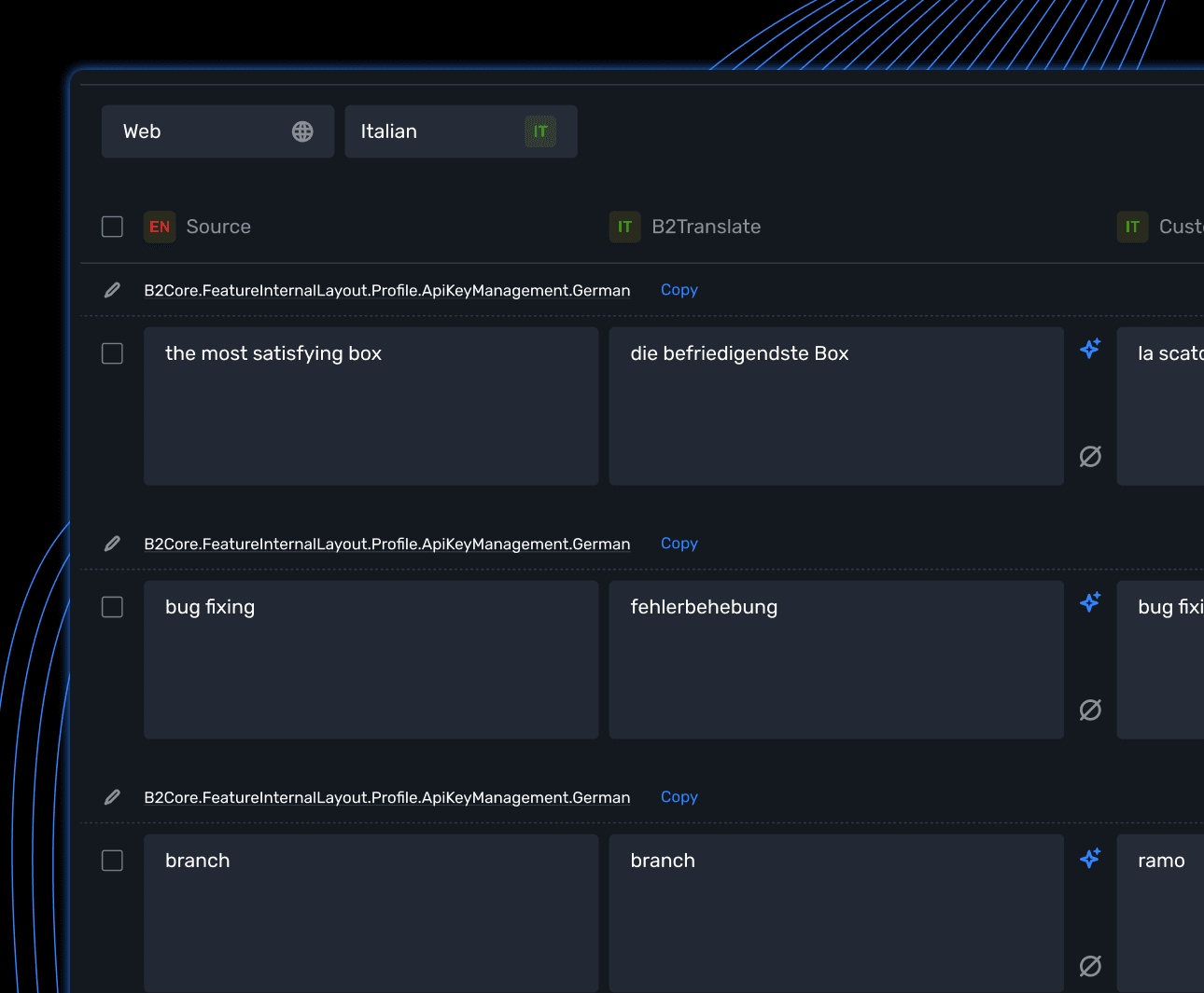 Key-based translation management