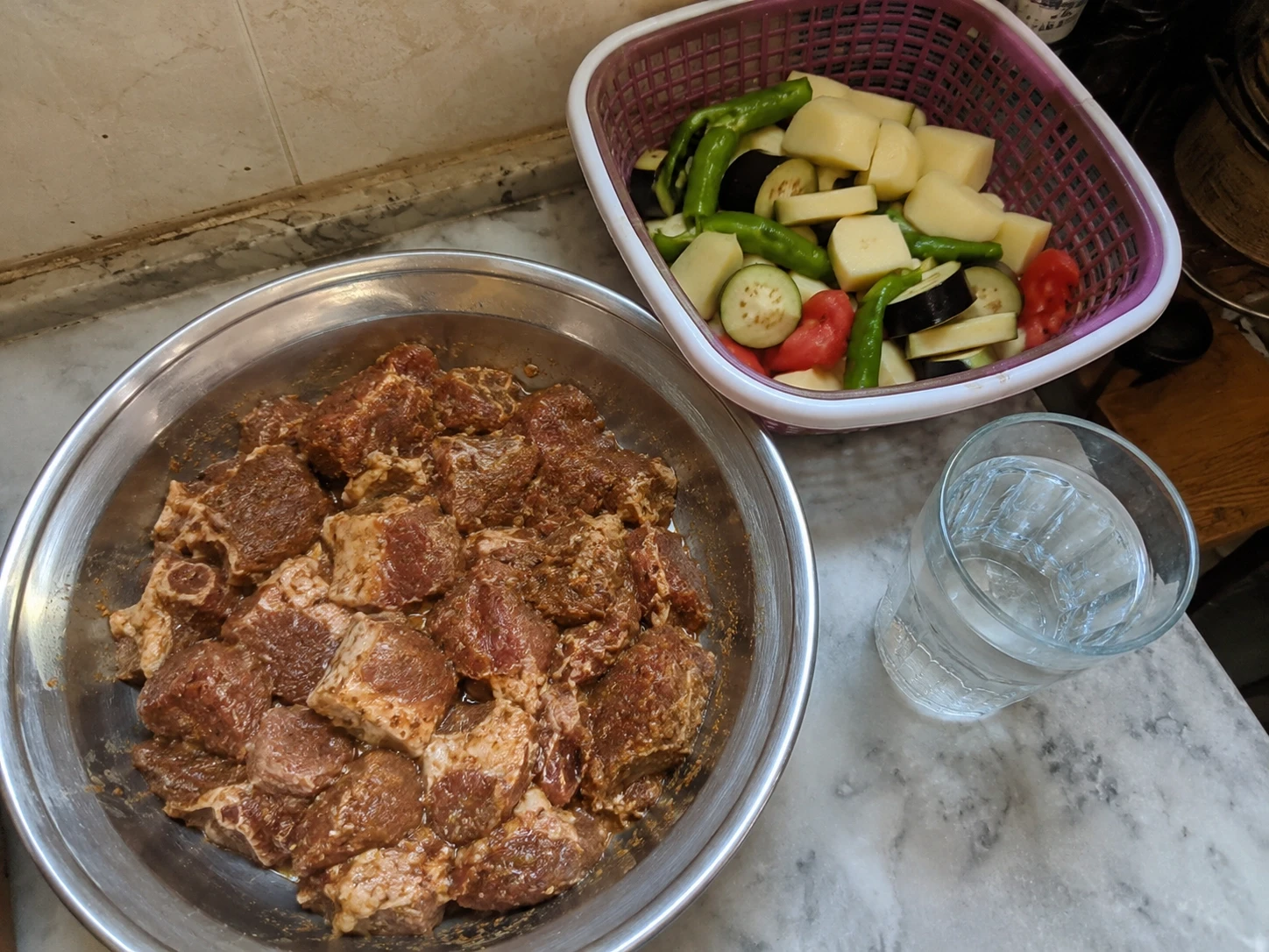 Marinated qurbani meat