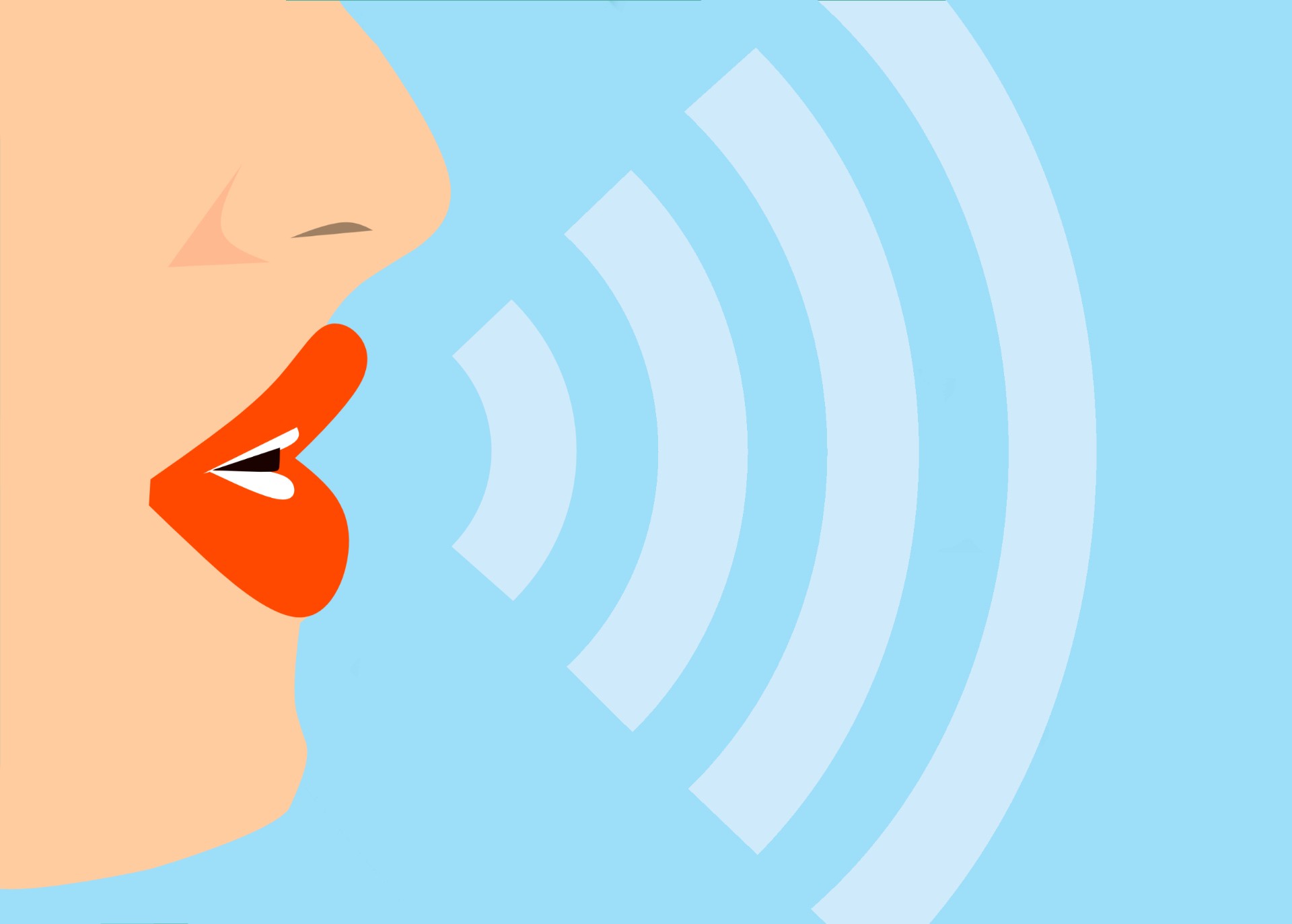 tone of voice visualised by audio waves coming from a mouth