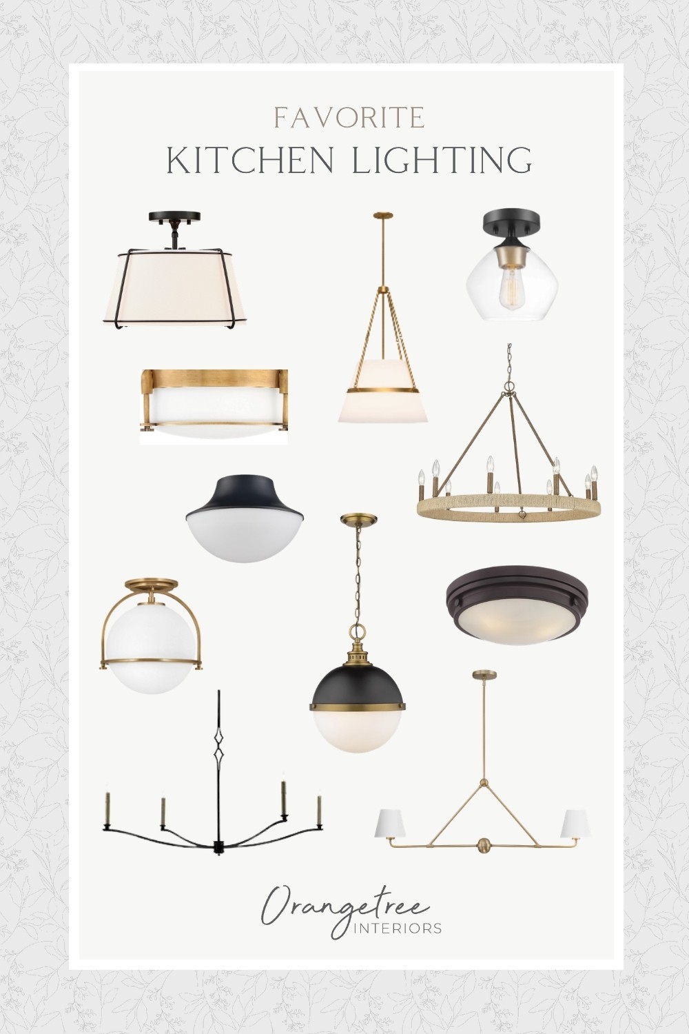 gold,kitchen lighting options in gold, black and rattan