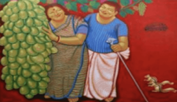 herd of sheep on road painting