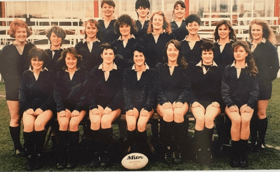 Captain Heather Bunting, front and centre, with the first Women's Blues