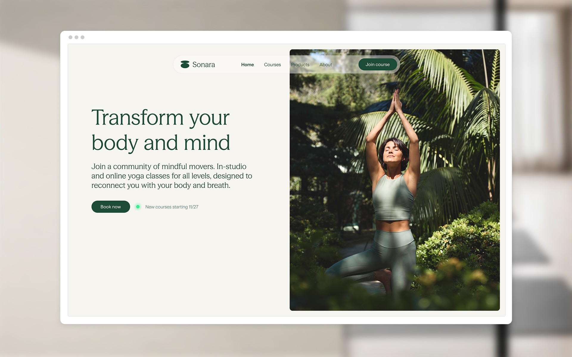 Sonara yoga studio website