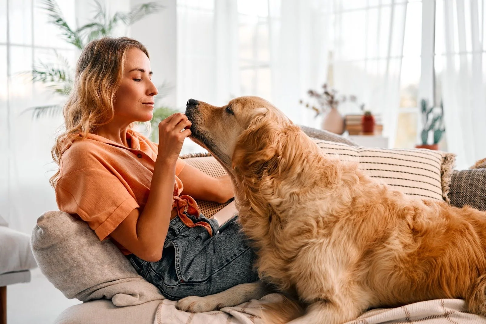 human with dog