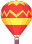 Red balloon with yellow zig zag