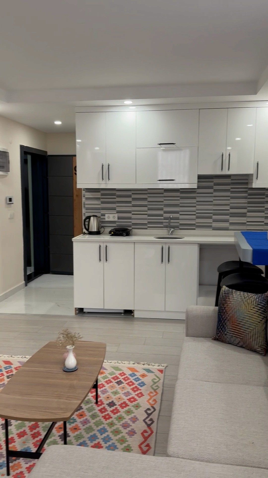 Bedroom interior of duplex 1 bedroom apartment at Zen Garden Suites Side Antalya