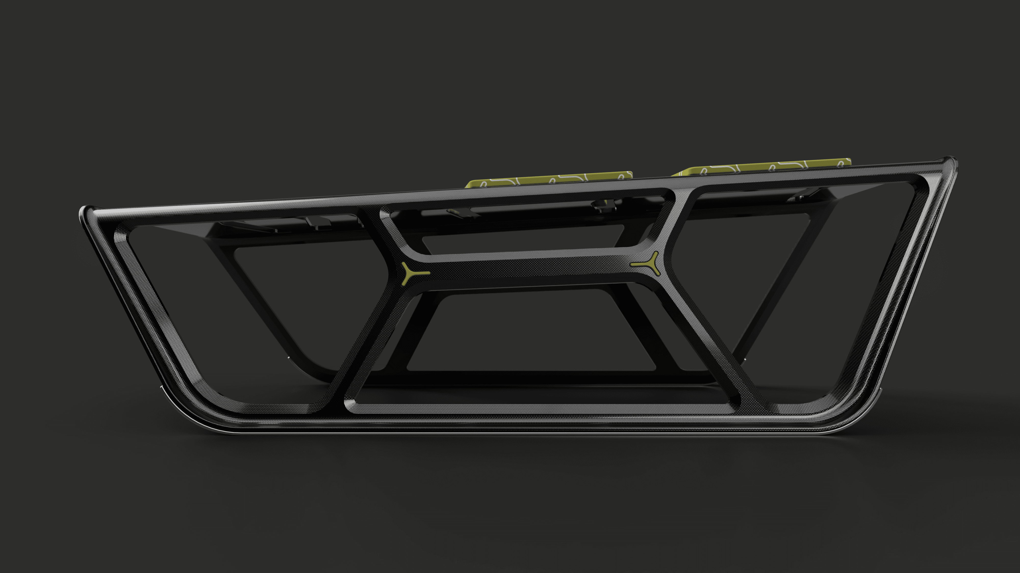 Fibre reinforced sled made from bio polymer side view