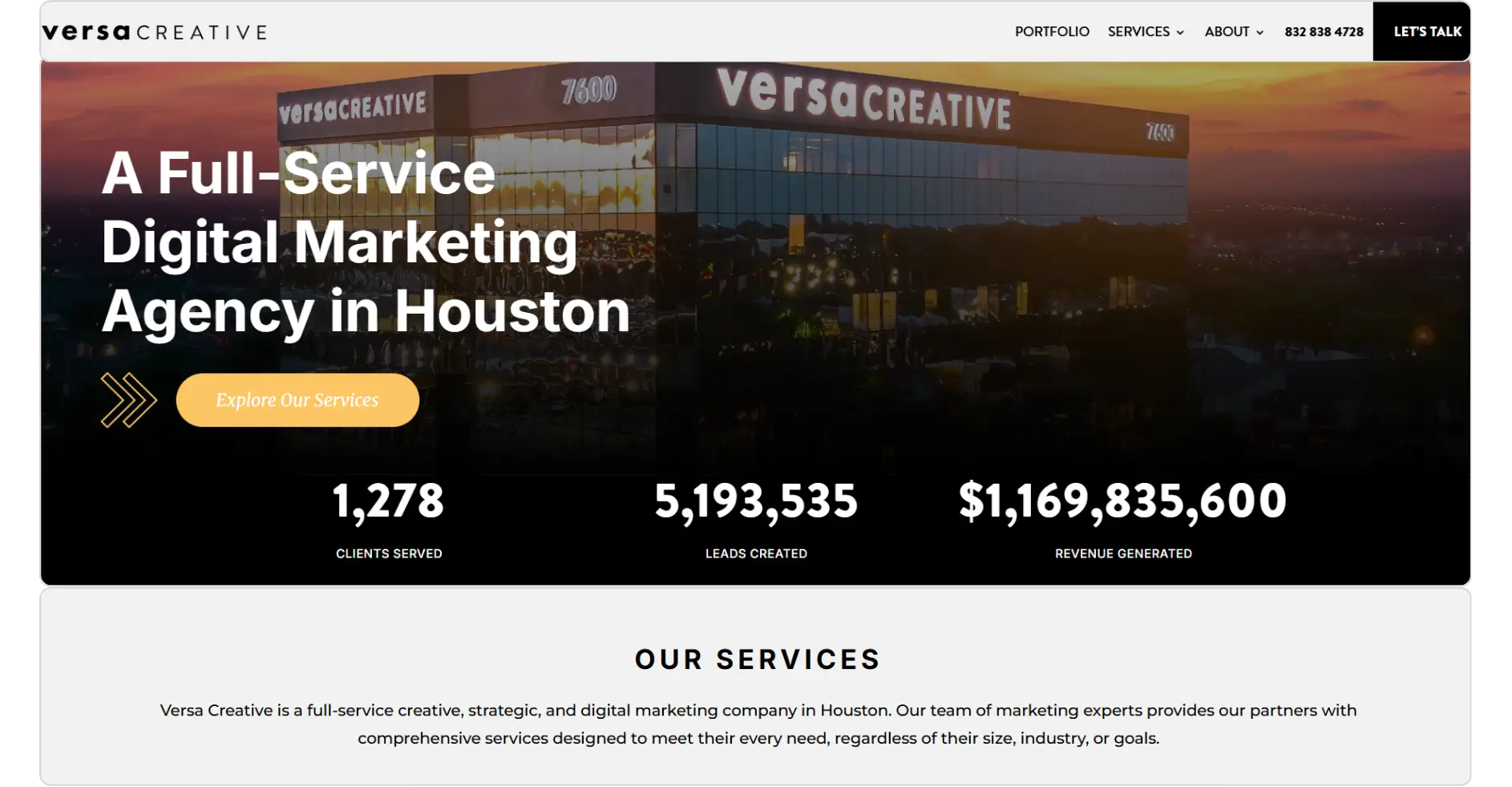 Versa Creative Digital Marketing Agency home page