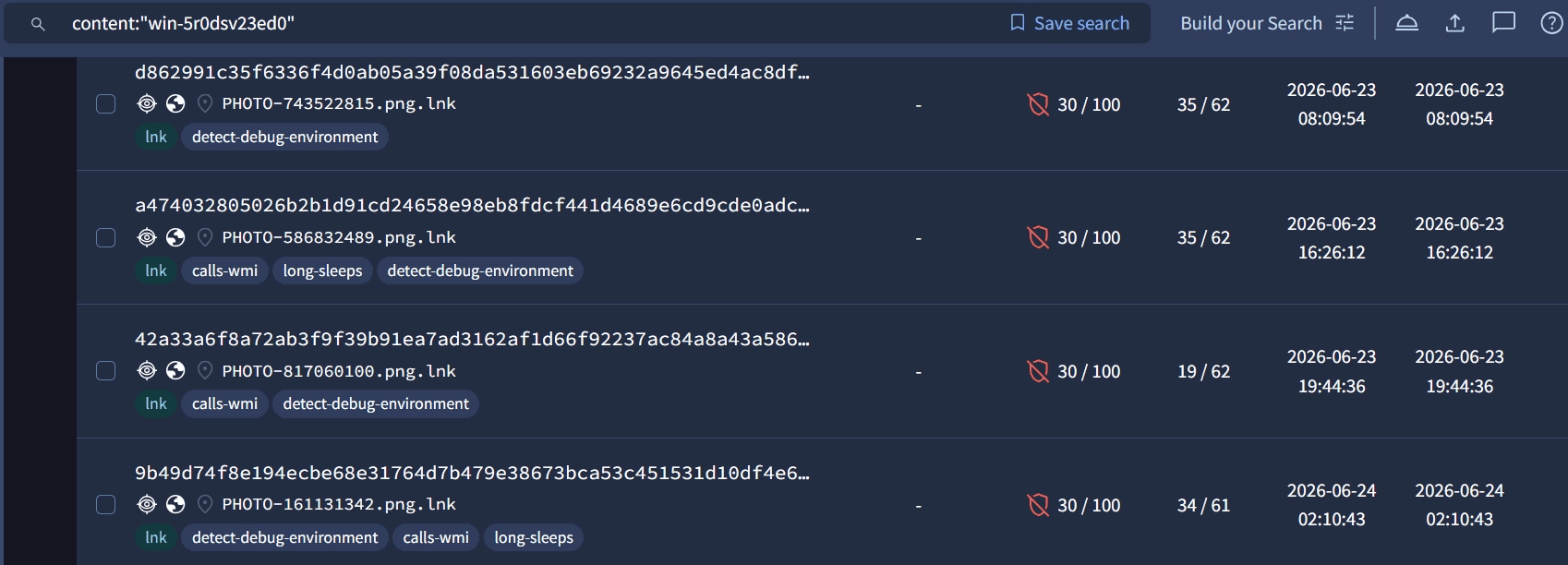 VirusTotal 쿼리 결과
