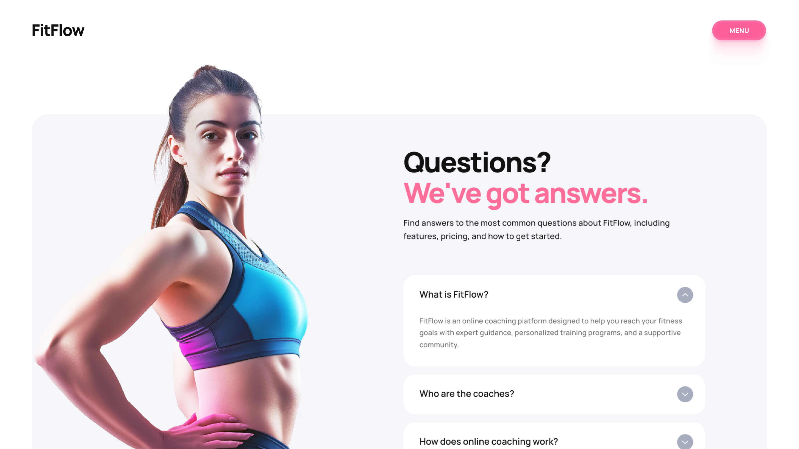 FitFlow online coaching Framer template
