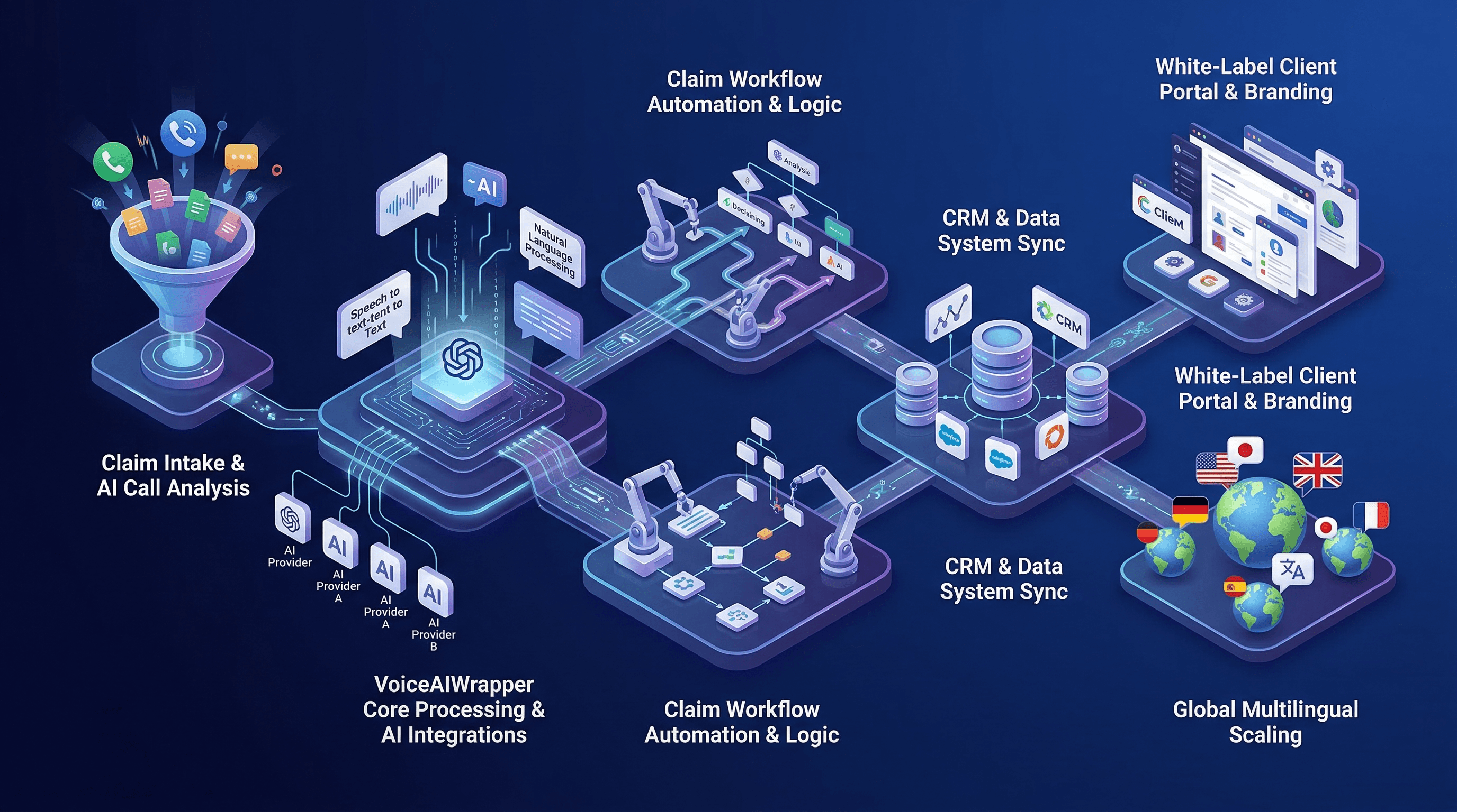 claims processing voice ai tool with Vapi, Retell, ElevenLabs, real-time CRM actions, 24/7 multilingual scaling, and white-label Stripe billing | VoiceAIWrapper.