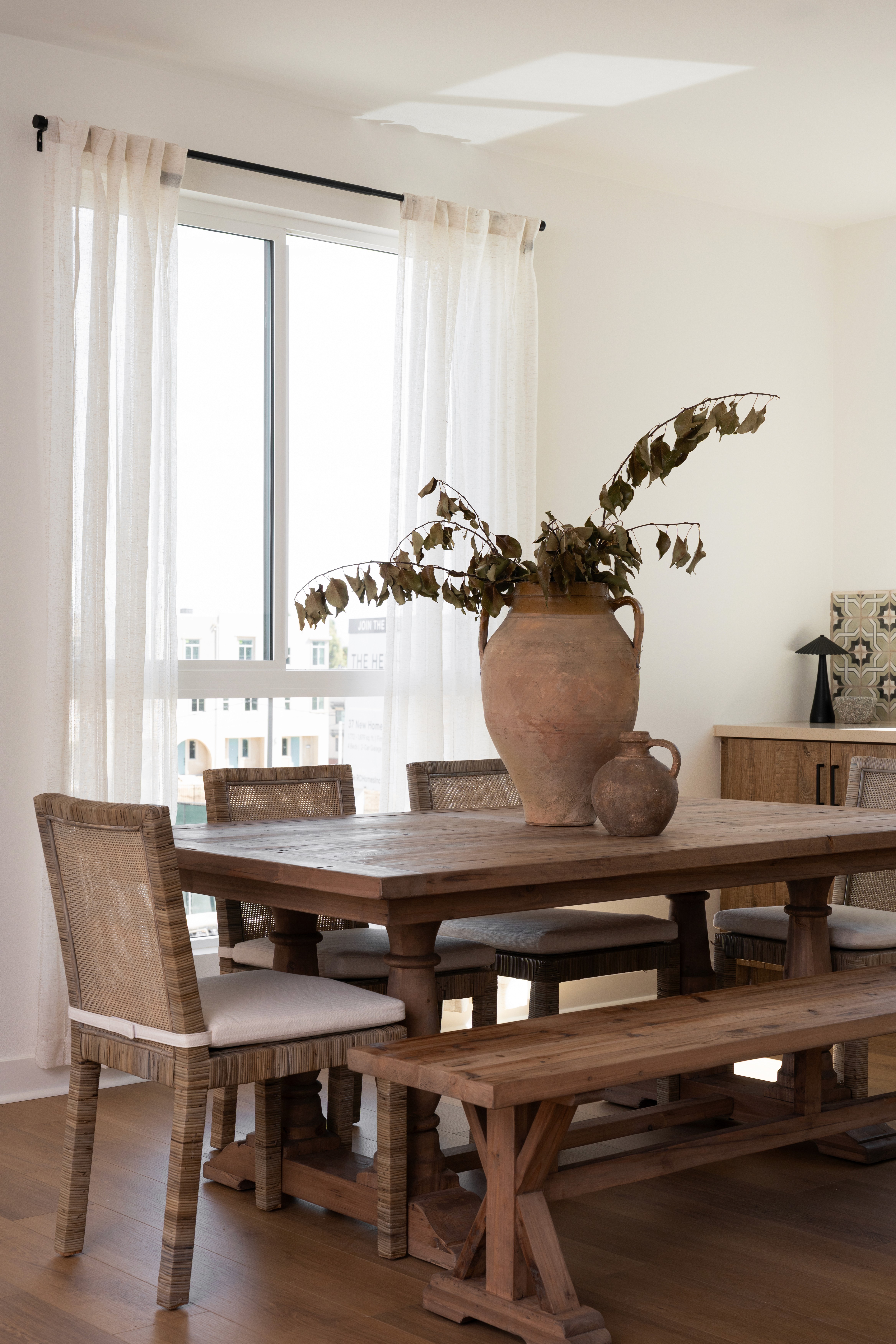 Dining table with greenery