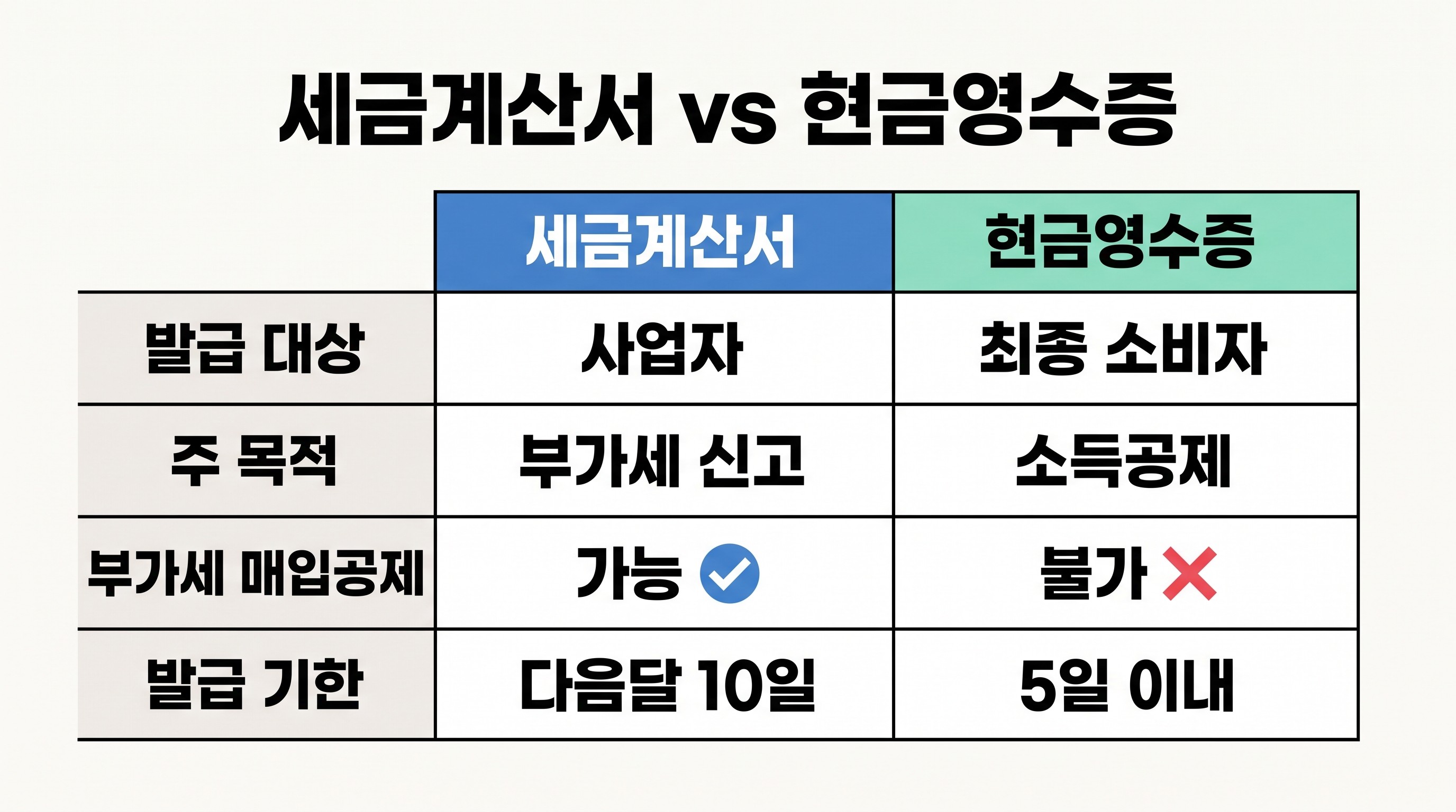 세금계산서 vs 현금영수증