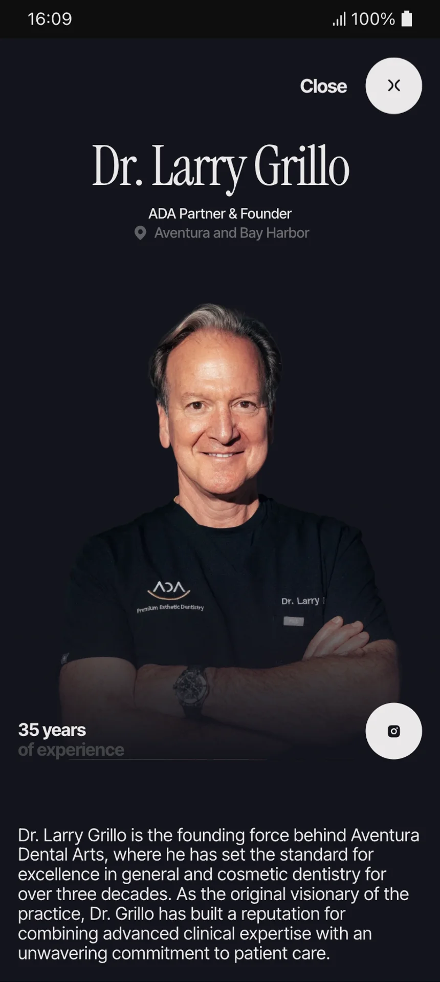 Aventura Dental Arts | Screeshot - Mobile : profil