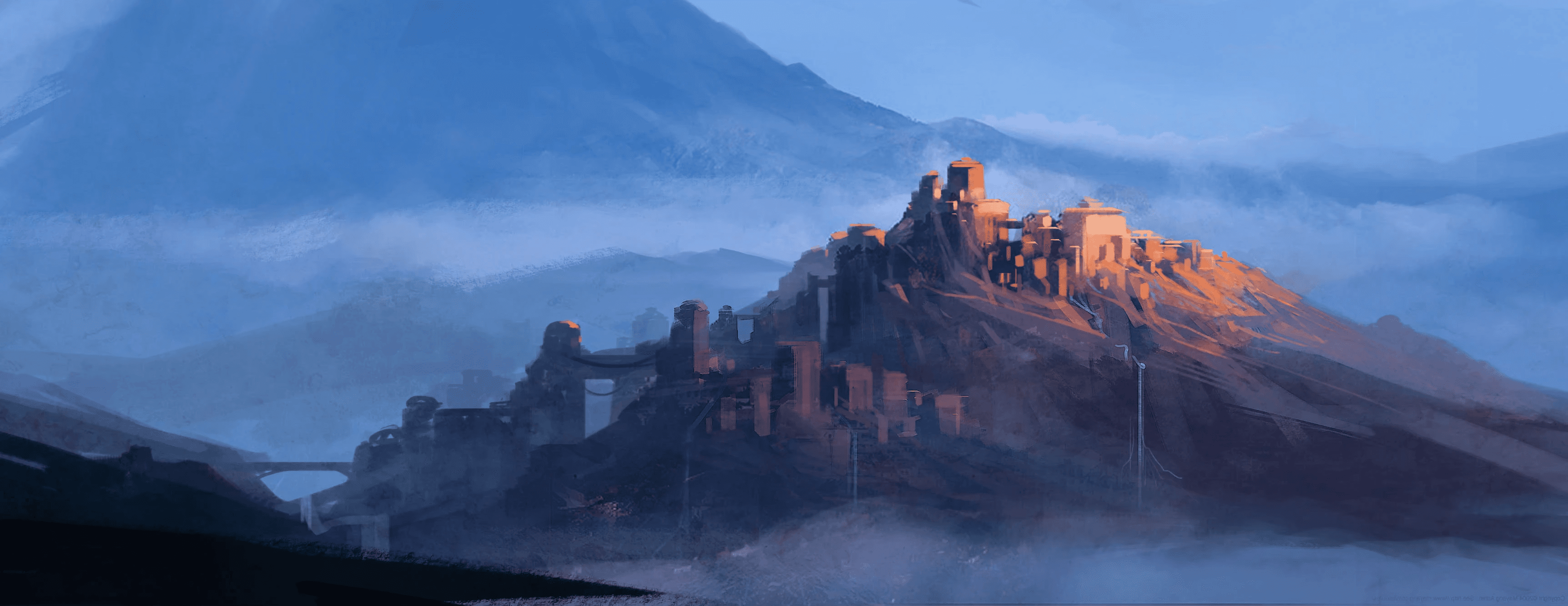 The Hobbit concept art – atmospheric Middle-earth landscape with narrative depth